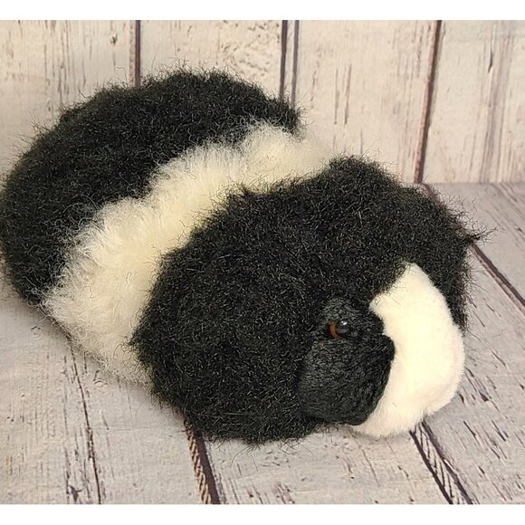 8" Douglas Angora Guinea Pig Plush Black & White Realistic Stuffed Animal, Fair - Picture 1 of 4